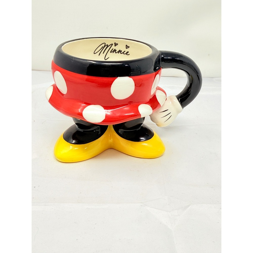 Disney Parks Minnie‎ Mouse 3D Sculpted Polka Dot Skirt Ceramic Coffee Mug 4.5"